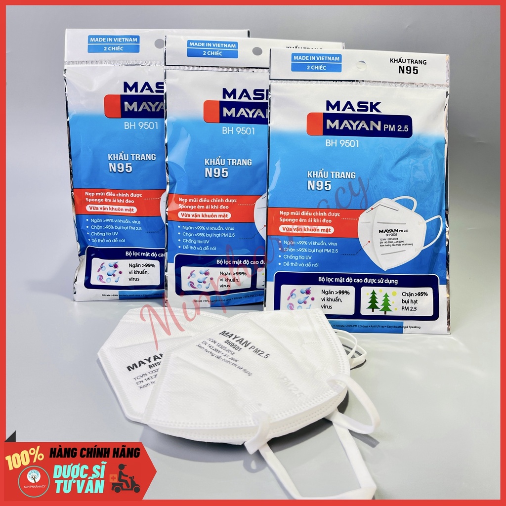 Khẩu Trang MAYAN N95 BH9501 (túi 2 cái) 2 Khẩu Trang MAYAN N95 BH9501 (túi 2 cái) - Ảnh 2