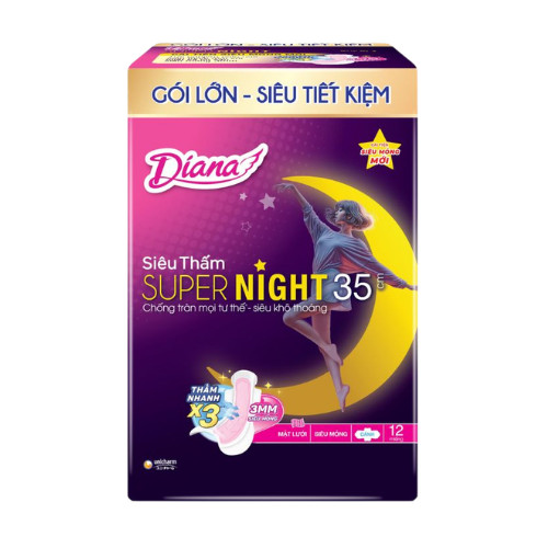 BVS DIANA Super Night Ban Đêm 35cm - Gói 12 miếng 1 BVS DIANA Super Night Ban Đêm 35cm - Gói 12 miếng