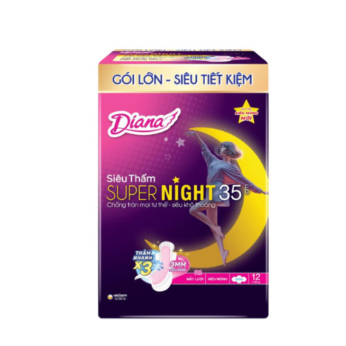 BVS DIANA Super Night Ban Đêm 35cm - Gói 12 miếng 3 BVS DIANA Super Night Ban Đêm 35cm - Gói 12 miếng - Ảnh 3