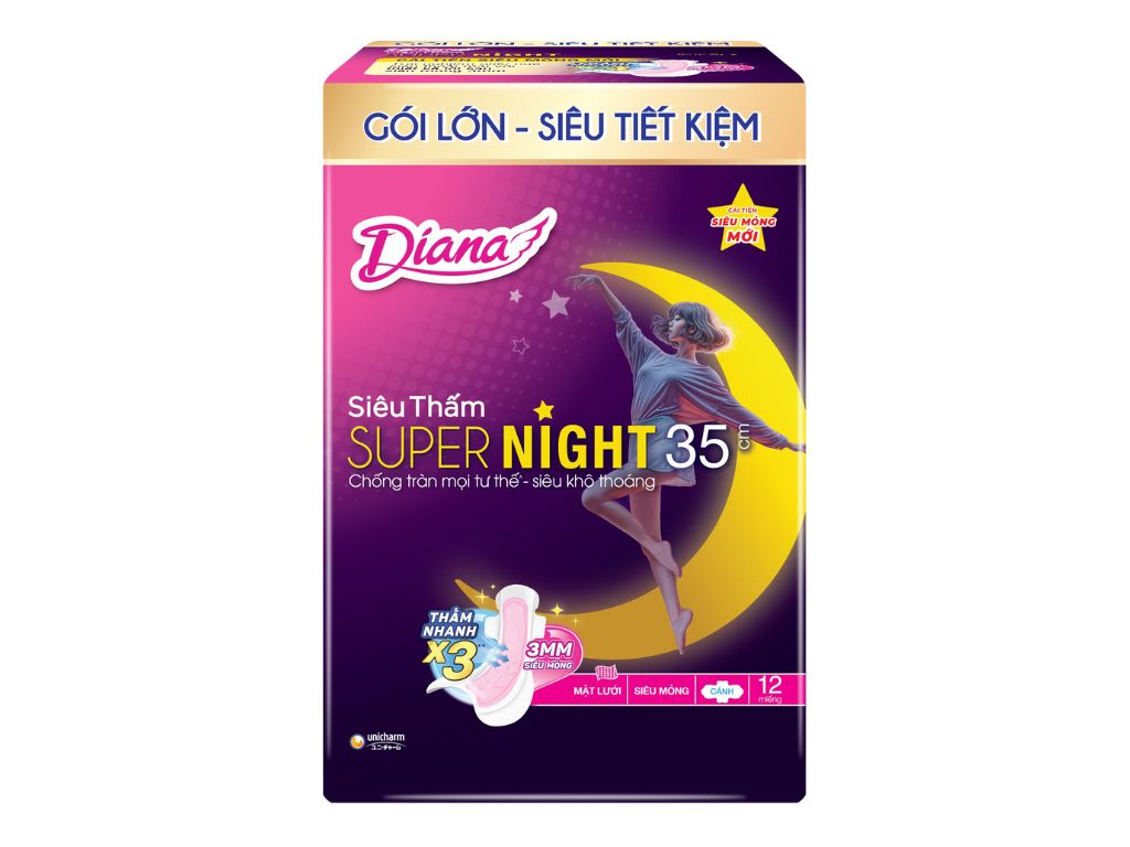 BVS DIANA Super Night Ban Đêm 35cm - Gói 12 miếng 2 BVS DIANA Super Night Ban Đêm 35cm - Gói 12 miếng - Ảnh 2