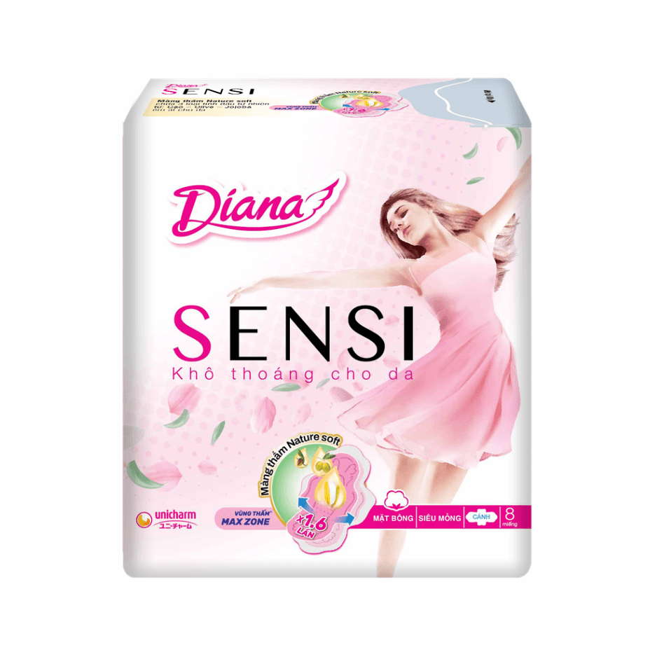Băng Vệ Sinh DIANA Sensi Cánh hồng nhạt - Gói 8 miếng 2 Băng Vệ Sinh DIANA Sensi Cánh hồng nhạt - Gói 8 miếng - Ảnh 2