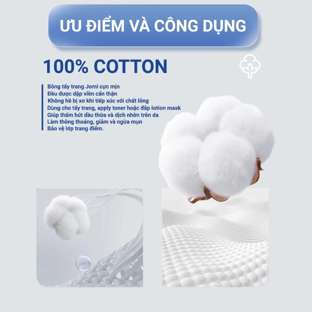 Bông Tẩy Trang JOMI 80 Miếng Làm Sạch Da 3 Bông Tẩy Trang JOMI 80 Miếng Làm Sạch Da - Ảnh 3
