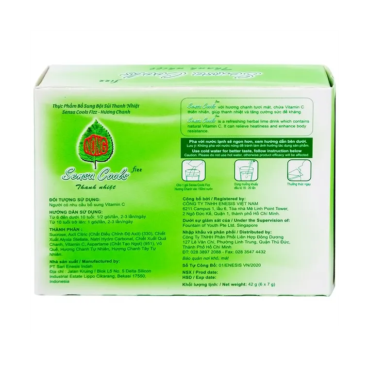 Bột Sủi Sensa Cools Hộp 6 Gói Hỗ Trợ Giảm Triệu Chứng Cảm Lạnh, Viêm Họng 3 Bột Sủi Sensa Cools Hộp 6 Gói Hỗ Trợ Giảm Triệu Chứng Cảm Lạnh, Viêm Họng - Ảnh 3