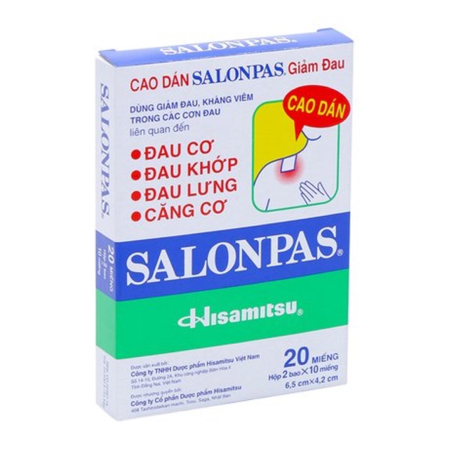 Cao dán Salonpas Hộp 20 miếng 2 Cao dán Salonpas Hộp 20 miếng - Ảnh 2