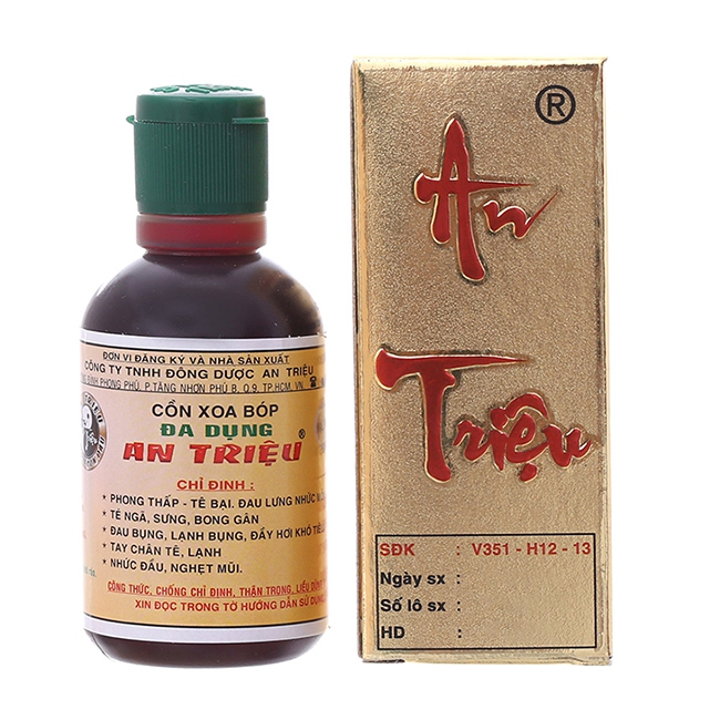 Cồn Xoa Bóp AN TRIỆU - Chai 60ml 1 Cồn Xoa Bóp AN TRIỆU - Chai 60ml