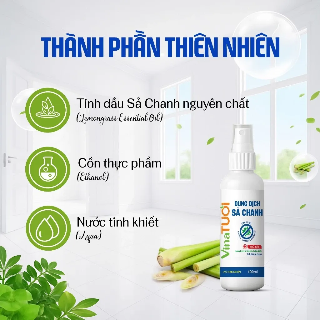Dung Dịch Sả Chanh Vina Tươi - Chai 100ml 2 Dung Dịch Sả Chanh Vina Tươi - Chai 100ml - Ảnh 2