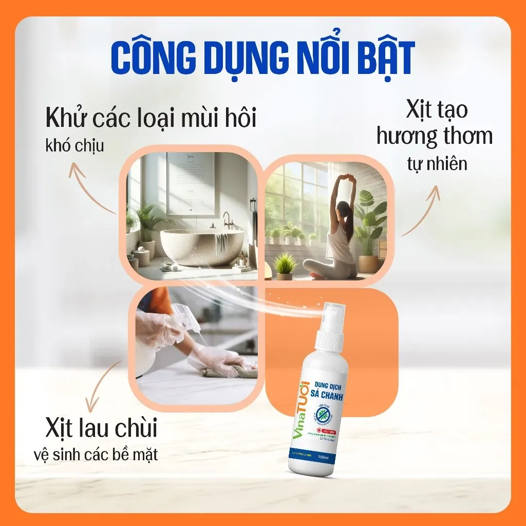 Dung Dịch Sả Chanh Vina Tươi - Chai 100ml 3 Dung Dịch Sả Chanh Vina Tươi - Chai 100ml - Ảnh 3