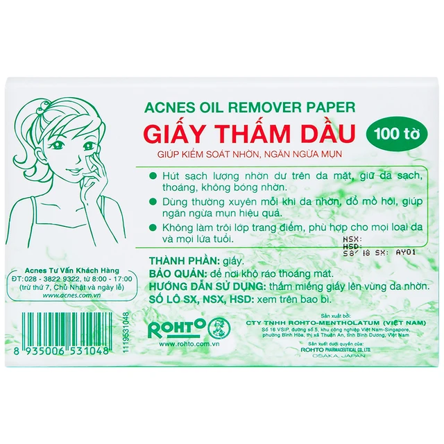 Giấy Thấm Dầu Acnes Kiểm Soát Dầu Nhờn 100 Tờ 2 Giấy Thấm Dầu Acnes Kiểm Soát Dầu Nhờn 100 Tờ - Ảnh 2