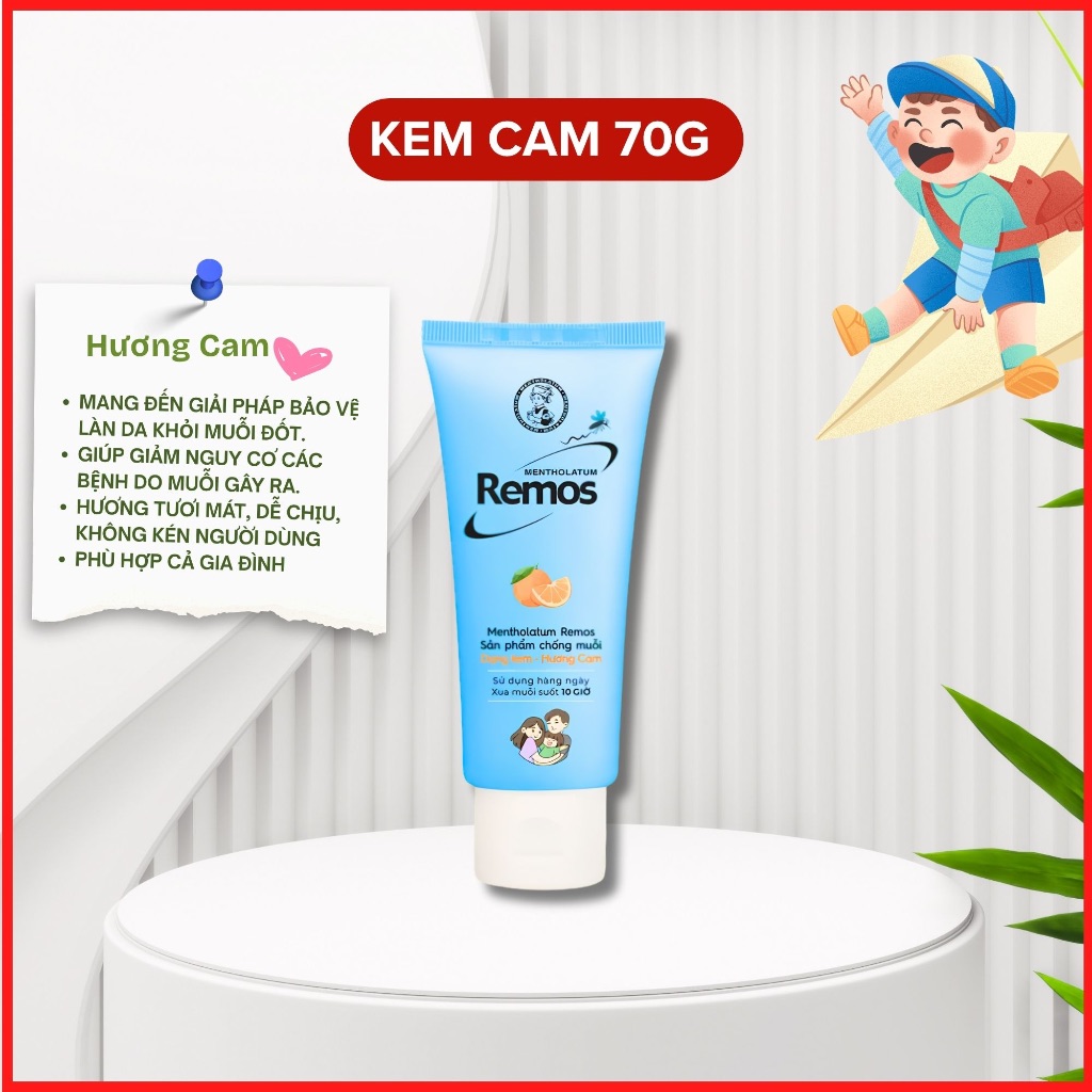 KEM BÔI CHỐNG MUỖI REMOS - Hương Cam - Chai 70gam 2 KEM BÔI CHỐNG MUỖI REMOS - Hương Cam - Chai 70gam - Ảnh 2