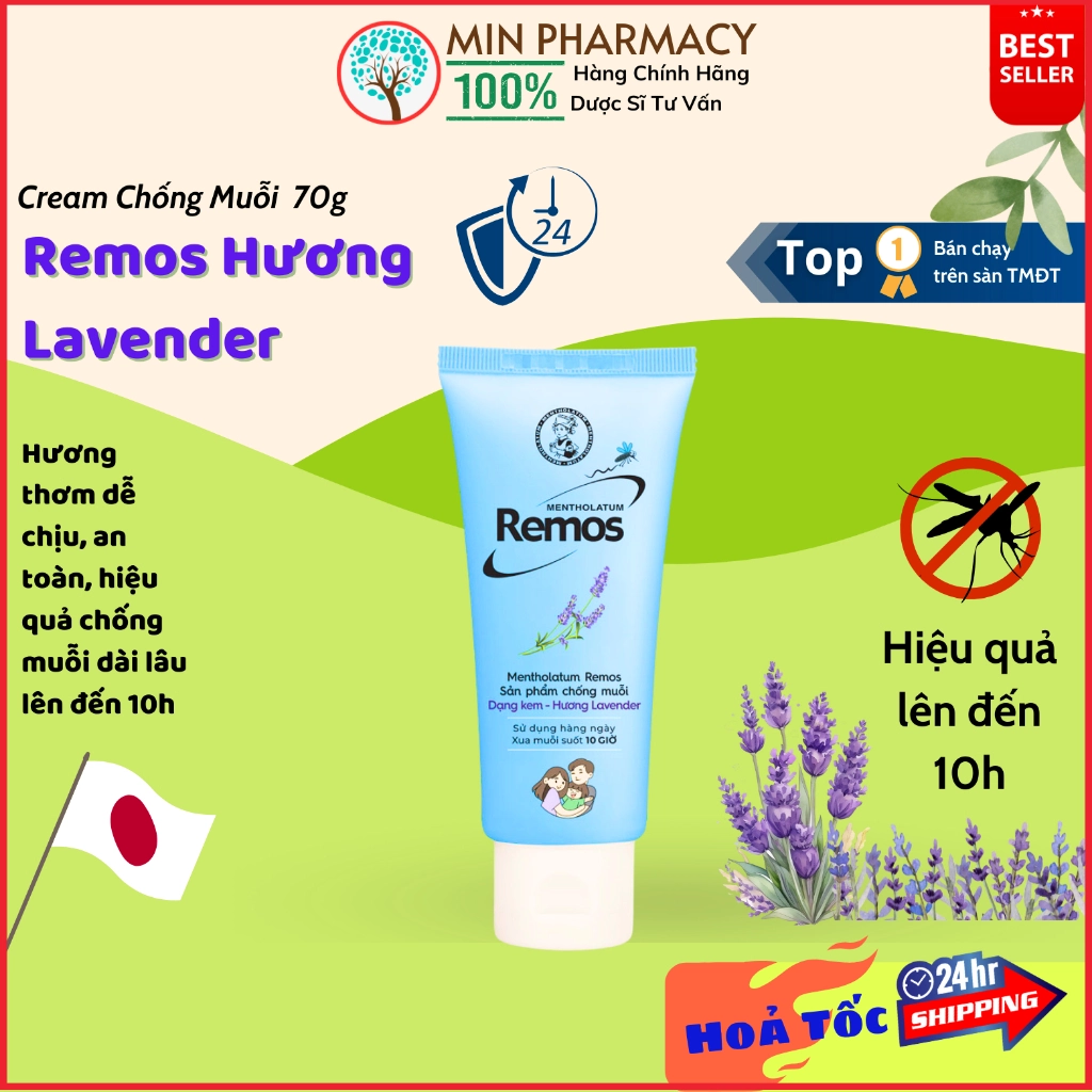 KEM BÔI CHỐNG MUỖI REMOS - Hương Lavender - Chai 70g 3 KEM BÔI CHỐNG MUỖI REMOS - Hương Lavender - Chai 70g - Ảnh 3