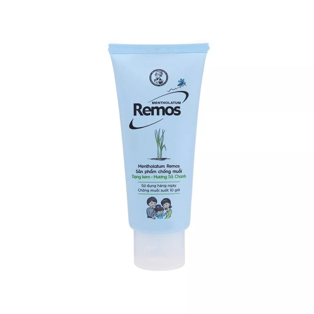 KEM BÔI CHỐNG MUỖI REMOS - Hương Sả Chanh - Chai 70g 1 KEM BÔI CHỐNG MUỖI REMOS - Hương Sả Chanh - Chai 70g
