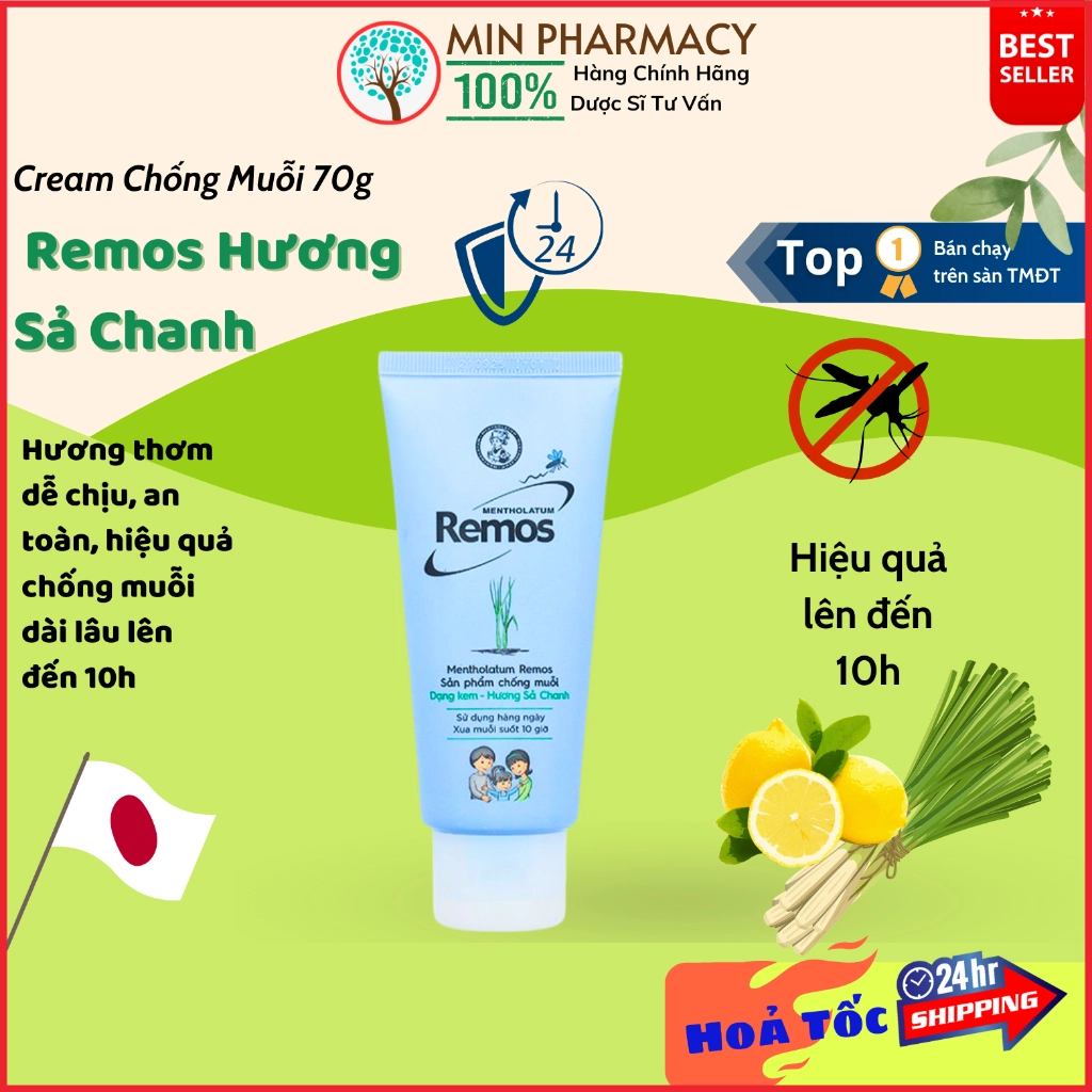 KEM BÔI CHỐNG MUỖI REMOS - Hương Sả Chanh - Chai 70g 4 KEM BÔI CHỐNG MUỖI REMOS - Hương Sả Chanh - Chai 70g - Ảnh 4