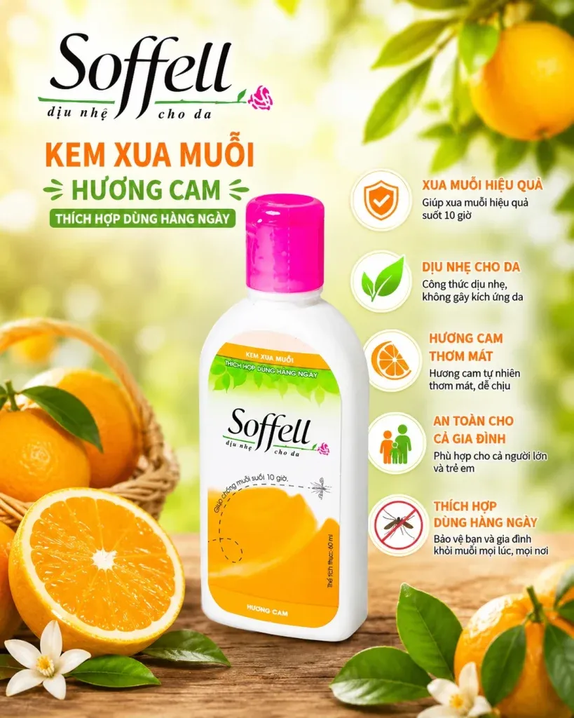 KEM CHỐNG MUỖI SOFFELL 60g - Hương Cam 4 KEM CHỐNG MUỖI SOFFELL 60g - Hương Cam - Ảnh 4
