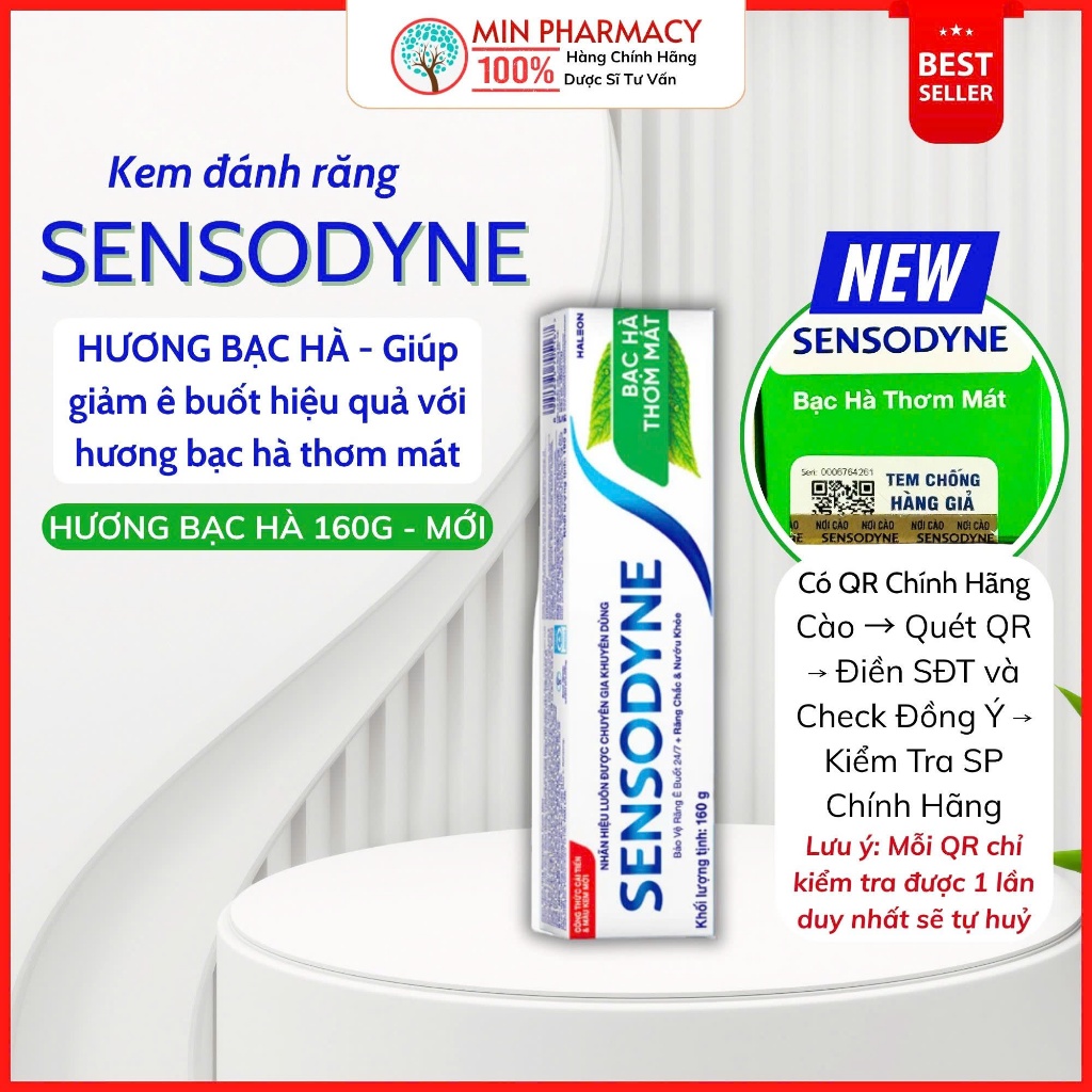 Kem Đánh Răng Sensodyne Fresh Mint 160g Hỗ Trợ Giảm Ê Buốt, Cho Hơi Thở Thơm Mát 2 Kem Đánh Răng Sensodyne Fresh Mint 160g Hỗ Trợ Giảm Ê Buốt, Cho Hơi Thở Thơm Mát - Ảnh 2