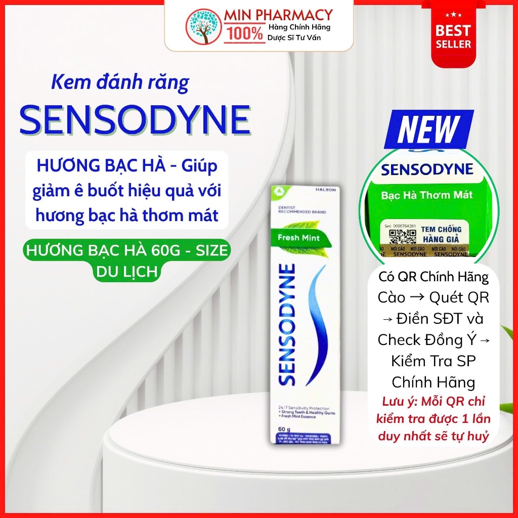 Kem Đánh Răng Sensodyne Fresh Mint 60g Hỗ Trợ Giảm Ê Buốt 2 Kem Đánh Răng Sensodyne Fresh Mint 60g Hỗ Trợ Giảm Ê Buốt - Ảnh 2