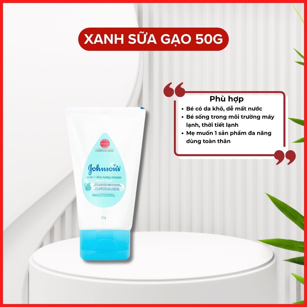 Kem Dưỡng Ẩm Johnson's Baby Cream Gạo Và Sữa 50g Dưỡng Ẩm Dịu Nhẹ 2 Kem Dưỡng Ẩm Johnson's Baby Cream Gạo Và Sữa 50g Dưỡng Ẩm Dịu Nhẹ - Ảnh 2