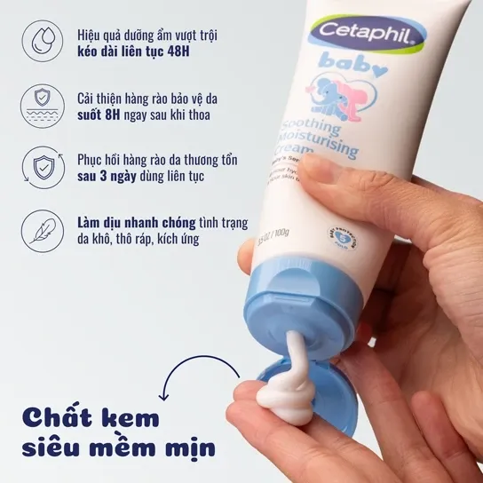 Kem Dưỡng Ẩm Cetaphil Baby Soothing & Moisturising Cream 100g Làm Dịu Da 4 Kem Dưỡng Ẩm Cetaphil Baby Soothing & Moisturising Cream 100g Làm Dịu Da - Ảnh 4