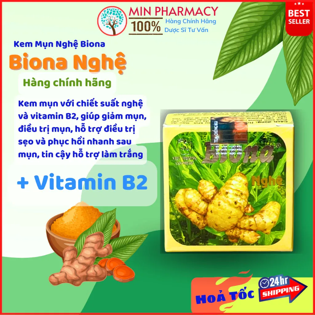 Kem mụn Biona nghệ và vitamin B2- 3g 2 Kem mụn Biona nghệ và vitamin B2- 3g - Ảnh 2