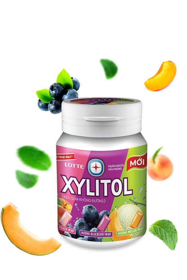 Kẹo Gum Xylitol chai 55.1g - Trái cây 2 Kẹo Gum Xylitol chai 55.1g - Trái cây - Ảnh 2