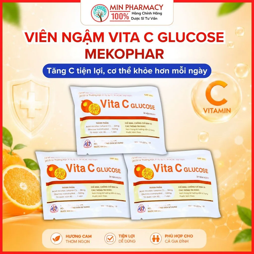 Kẹo Ngậm Vita C Mekophar Gói 24 Viên Bổ Sung Vitamin C Tăng Đề Kháng 2 Kẹo Ngậm Vita C Mekophar Gói 24 Viên Bổ Sung Vitamin C Tăng Đề Kháng - Ảnh 2