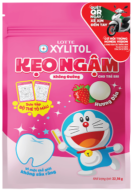 Kẹo ngậm Lotte xylitol trẻ em hương dâu túi 22.56g 2 Kẹo ngậm Lotte xylitol trẻ em hương dâu túi 22.56g - Ảnh 2