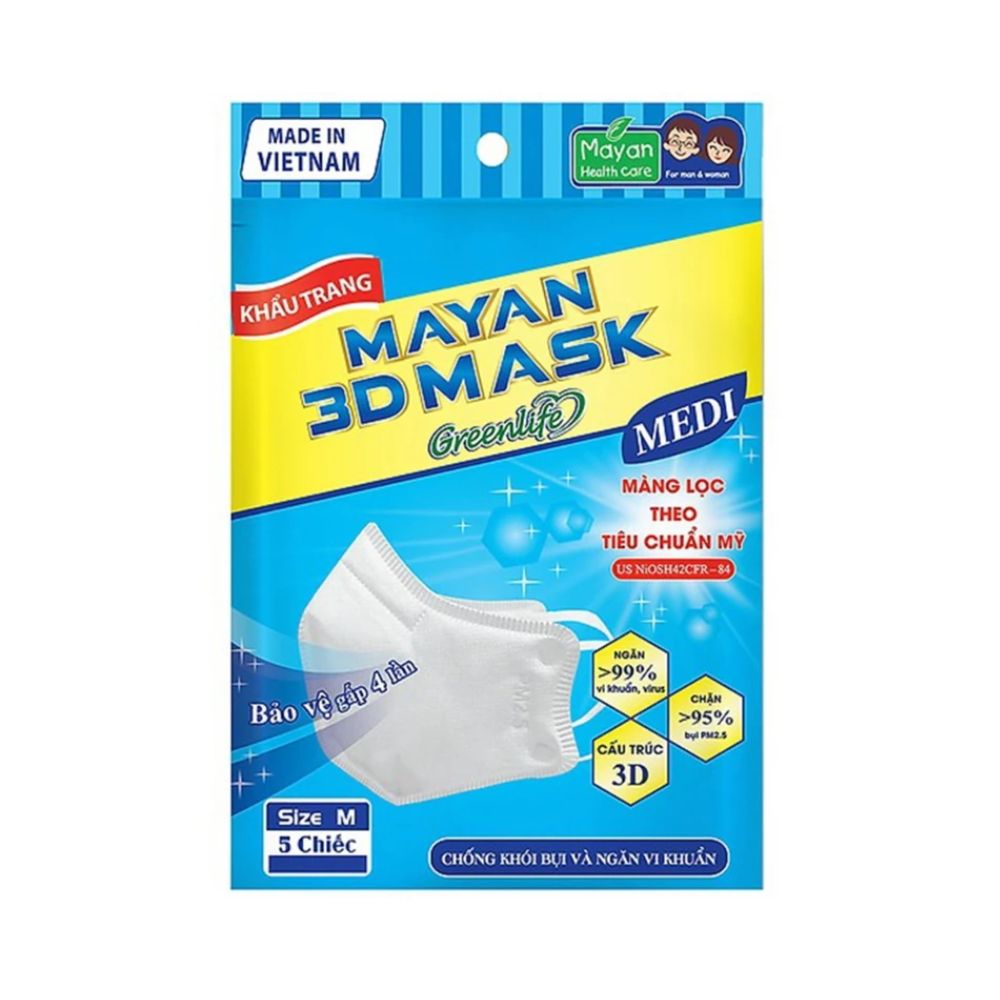 Khẩu trang MAYAN 3D PM2.5 người lớn, bảo vệ đường hô hấp MAYAN 1 Khẩu trang MAYAN 3D PM2.5 người lớn, bảo vệ đường hô hấp MAYAN