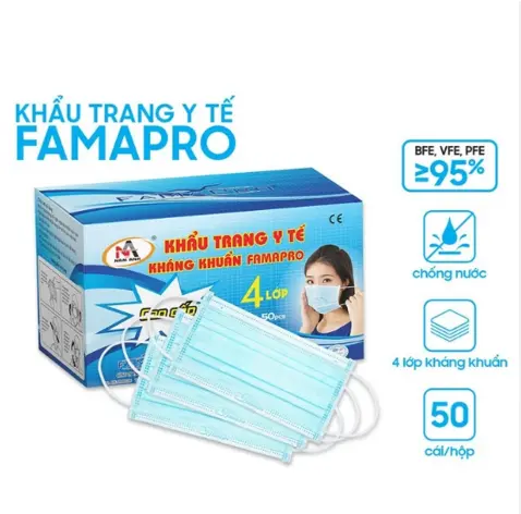 Khẩu trang 4 lớp Famapro - Hộp 50 cái 2 Khẩu trang 4 lớp Famapro - Hộp 50 cái - Ảnh 2