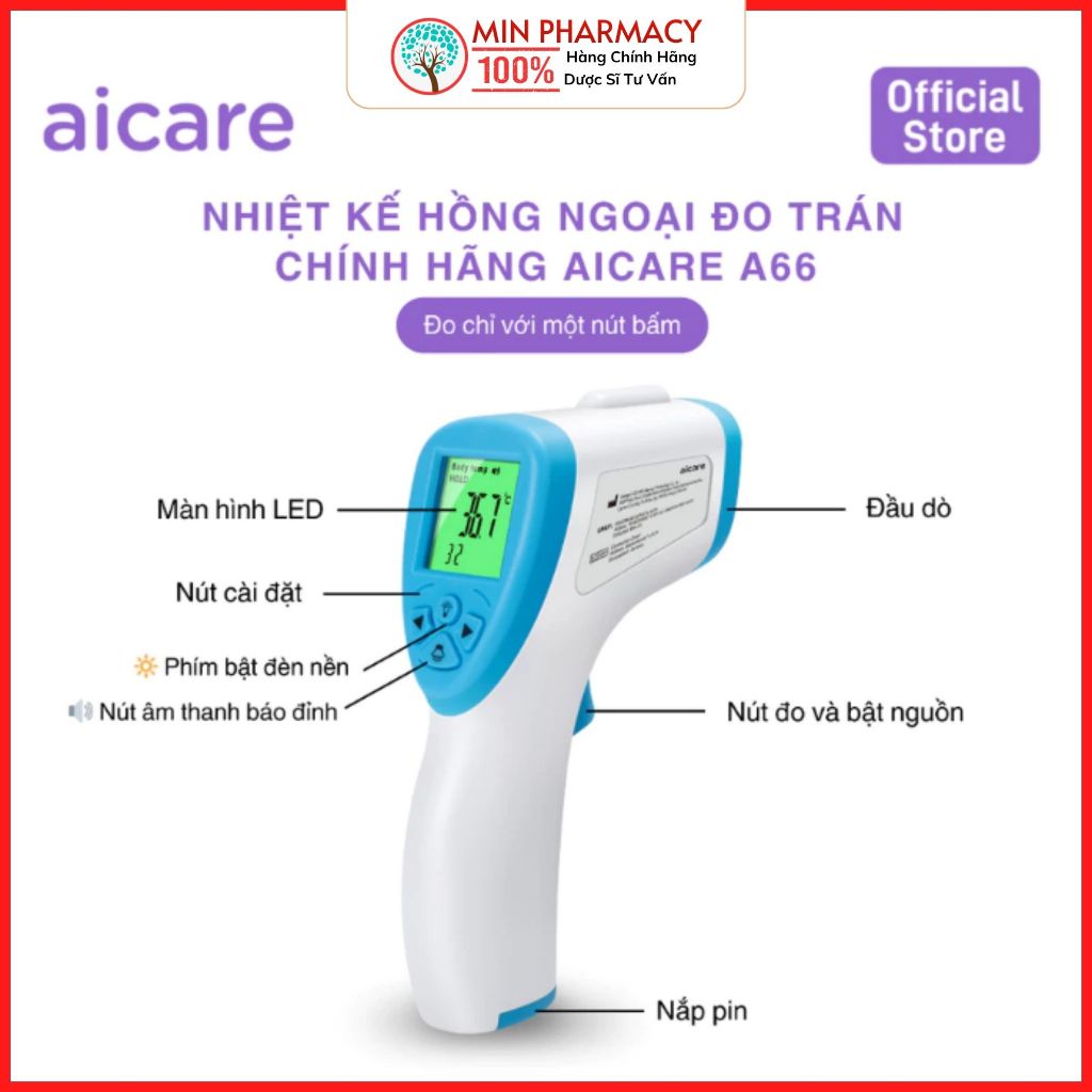 Nhiệt Kế Điện Tử Hồng Ngoại AICARE A66 2 Nhiệt Kế Điện Tử Hồng Ngoại AICARE A66 - Ảnh 2