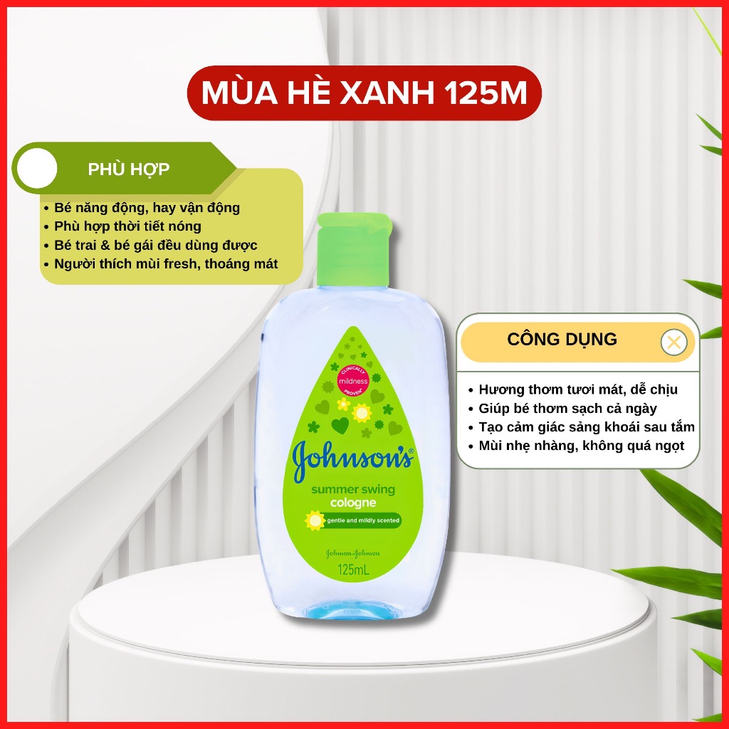 Nước Hoa Johnson's Baby Summer Swing (Mùa Hè Xanh) 125ml Hương Thơm Dịu Nhẹ Cho Bé 2 Nước Hoa Johnson's Baby Summer Swing (Mùa Hè Xanh) 125ml Hương Thơm Dịu Nhẹ Cho Bé - Ảnh 2