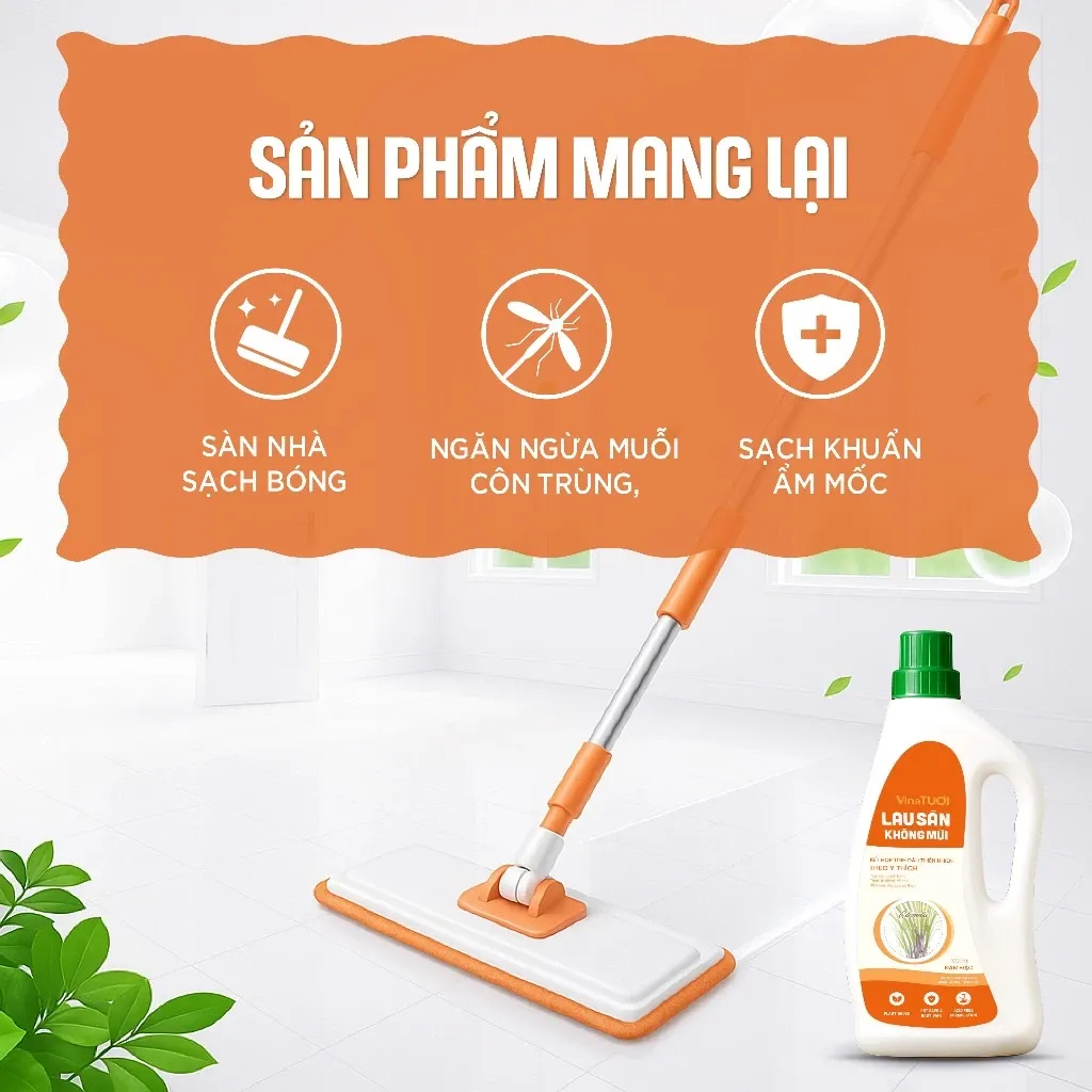 Nước Lau Sàn Nhà Hữu Cơ Vina Tươi Chai 1000ml - Sả java 2 Nước Lau Sàn Nhà Hữu Cơ Vina Tươi Chai 1000ml - Sả java - Ảnh 2
