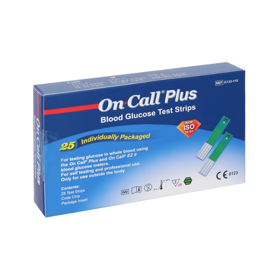 Que thử đường huyết On Call Plus hộp 25 que - Minpharmacy 1 Que thử đường huyết On Call Plus hộp 25 que - Minpharmacy