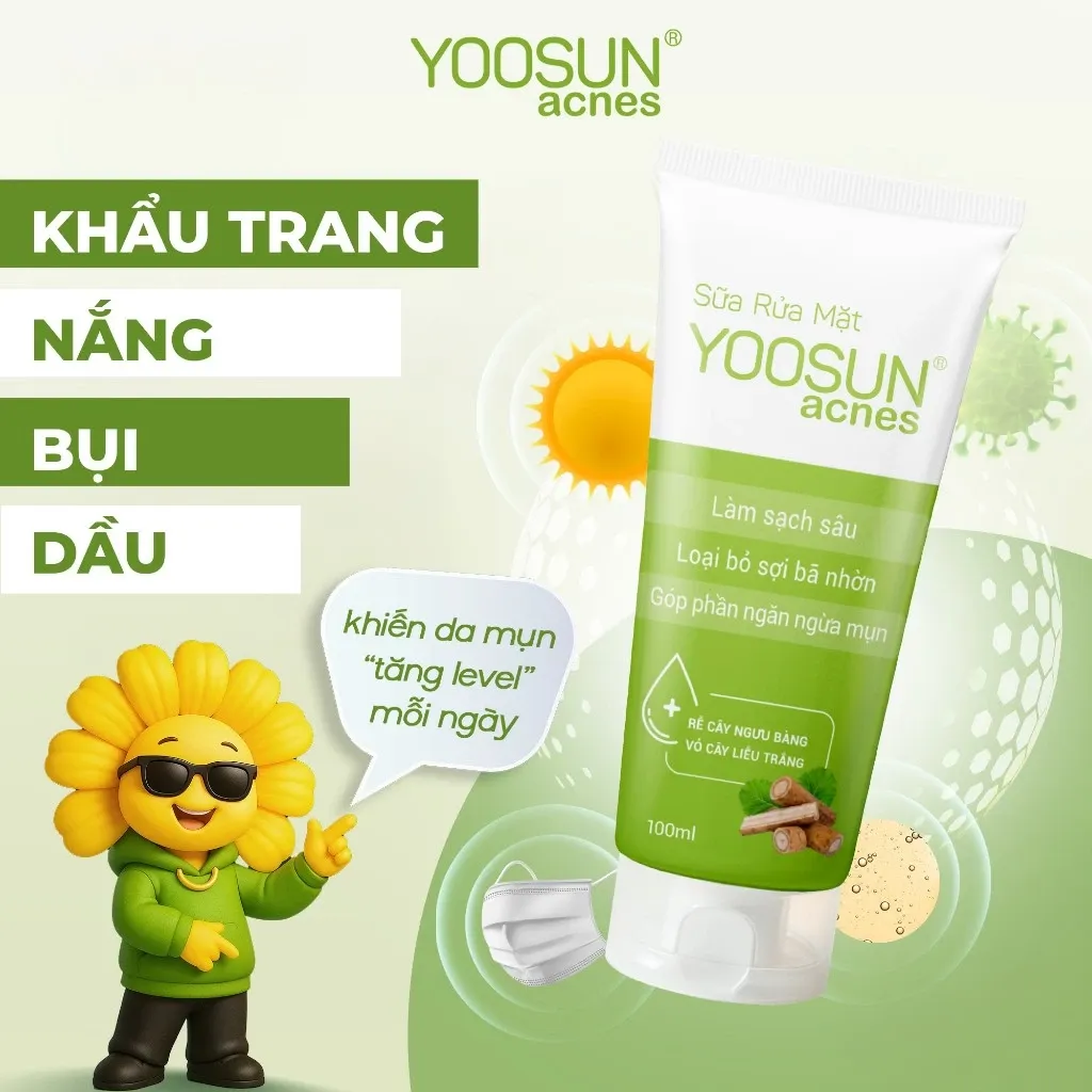 Sữa Rửa Mặt Yoosun Acnes 100ml Giảm Mụn Sáng Da 4 Sữa Rửa Mặt Yoosun Acnes 100ml Giảm Mụn Sáng Da - Ảnh 4