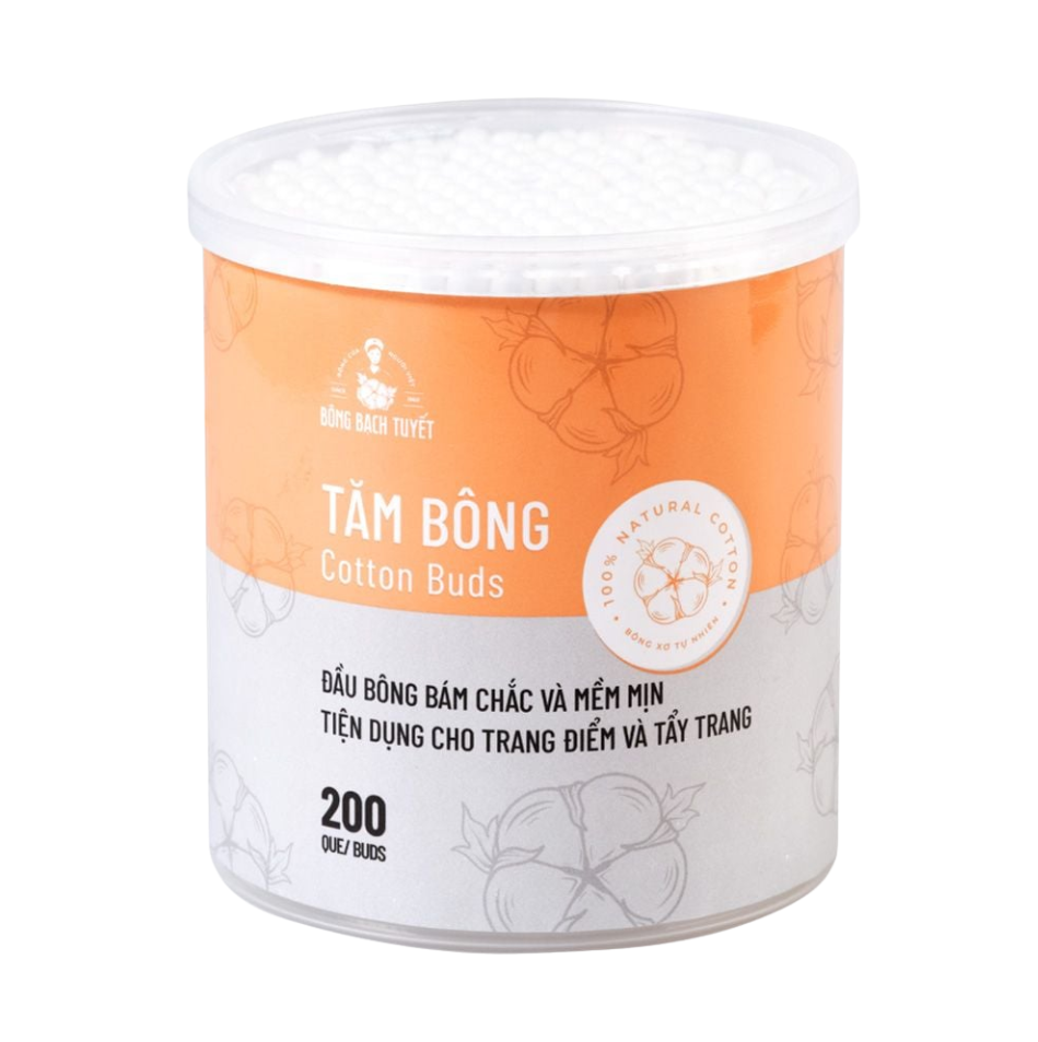 Tăm Bông Bạch Tuyết Cho người lớn (Cotton Buds) - Hộp 200 Que