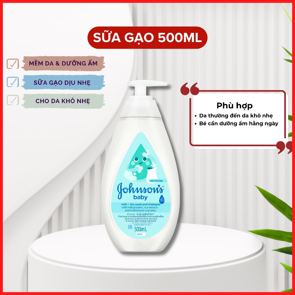 Tắm gội Johnson's Top to toe - Sữa gạo 500ml 2 Tắm gội Johnson's Top to toe - Sữa gạo 500ml - Ảnh 2