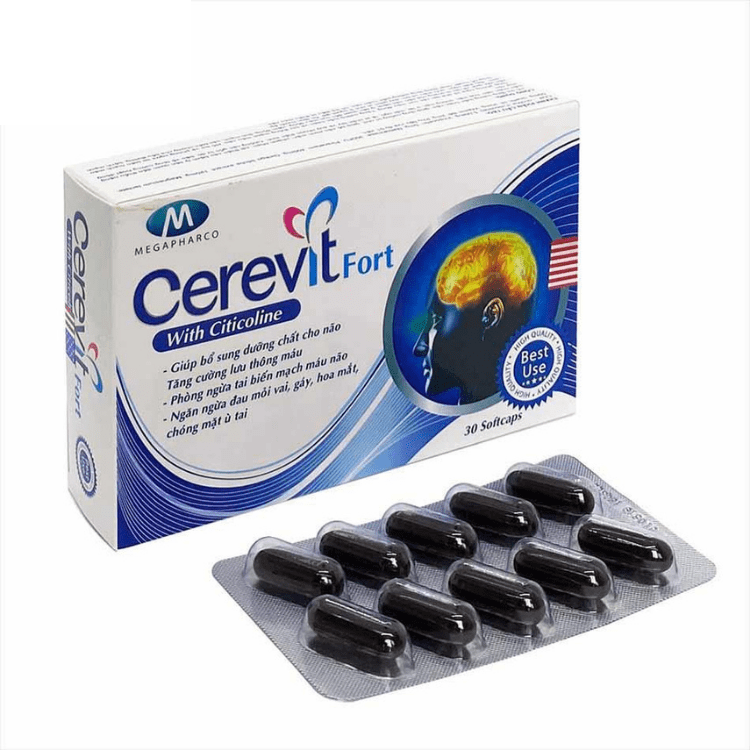 Viên uống Cerevit Fort Megapharco giúp bổ huyết, tăng cường tuần hoàn não (hộp 30 viên) - Minpharmacy 1 Viên uống Cerevit Fort Megapharco giúp bổ huyết, tăng cường tuần hoàn não (hộp 30 viên) - Minpharmacy