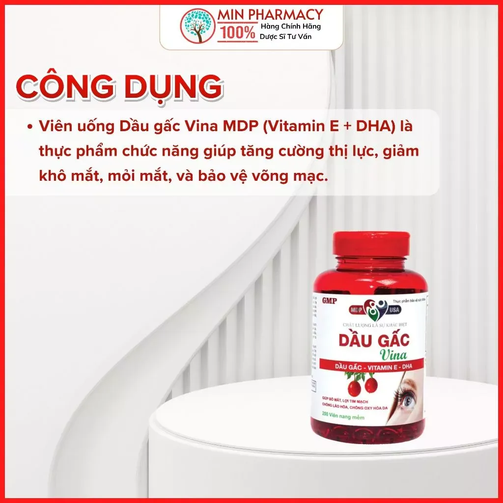 Viên Uống Dầu Gấc Vina MDP 200 Viên - Bổ Sung Dưỡng Chất Cho Mắt Và Não Bộ 2 Viên Uống Dầu Gấc Vina MDP 200 Viên - Bổ Sung Dưỡng Chất Cho Mắt Và Não Bộ - Ảnh 2