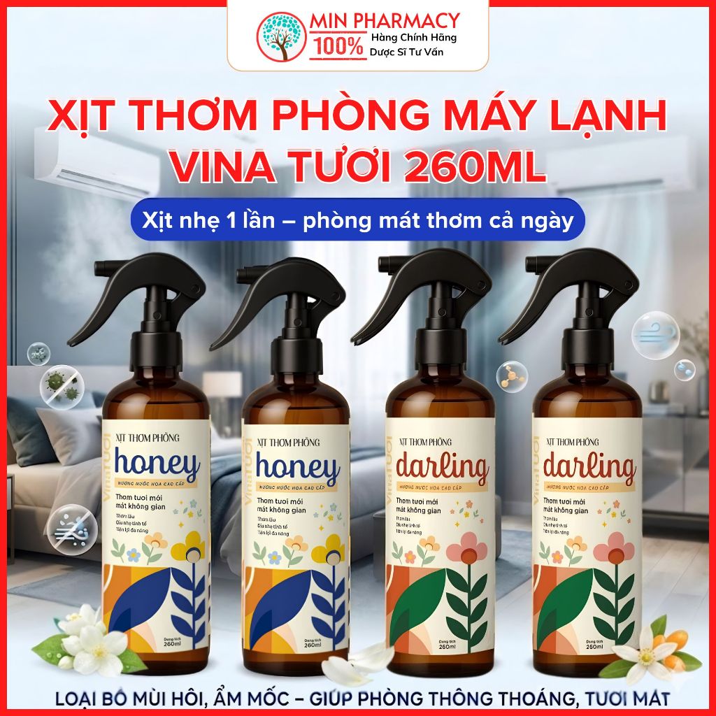 Xịt Phòng Máy Lạnh Vina Tươi Chai 260ml - Sả chanh 3 Xịt Phòng Máy Lạnh Vina Tươi Chai 260ml - Sả chanh - Ảnh 3