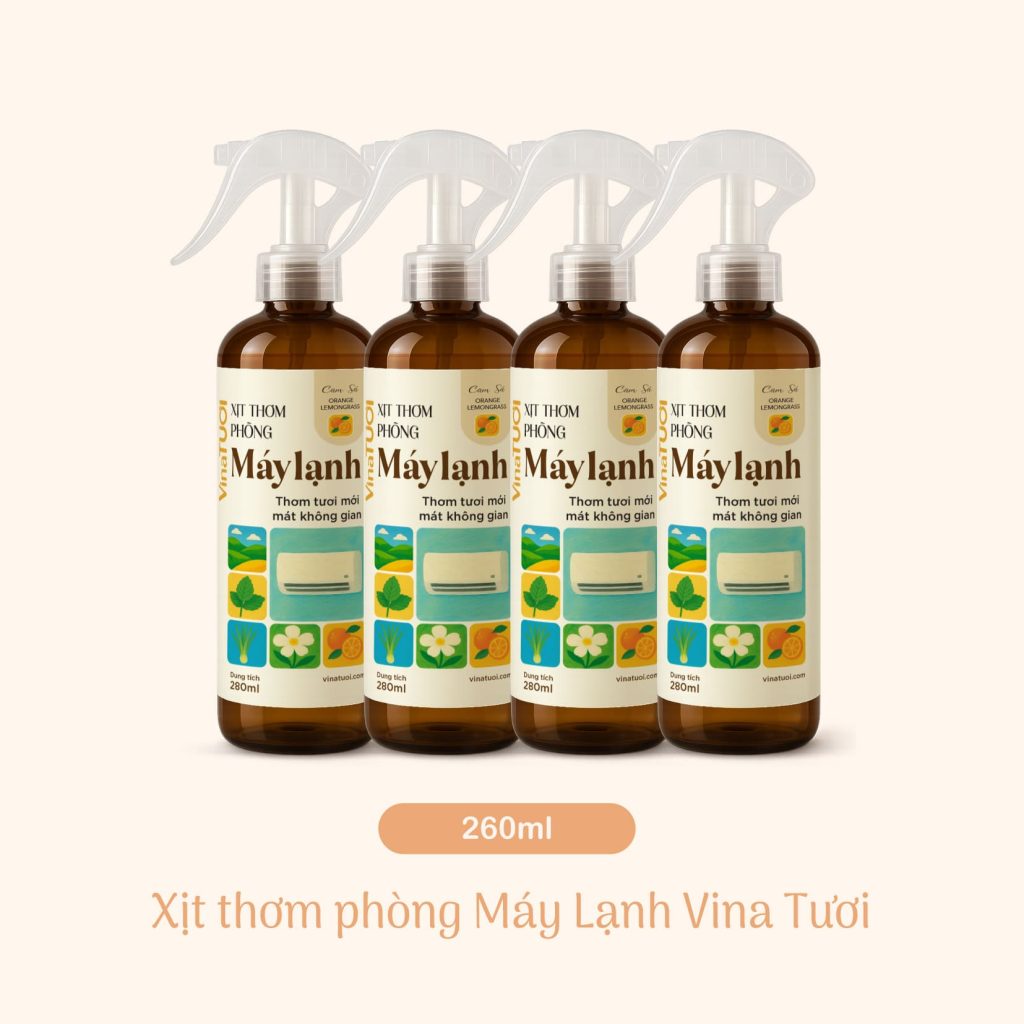 Xịt Phòng Máy Lạnh Vina Tươi Chai 260ml - Sả chanh 2 Xịt Phòng Máy Lạnh Vina Tươi Chai 260ml - Sả chanh - Ảnh 2