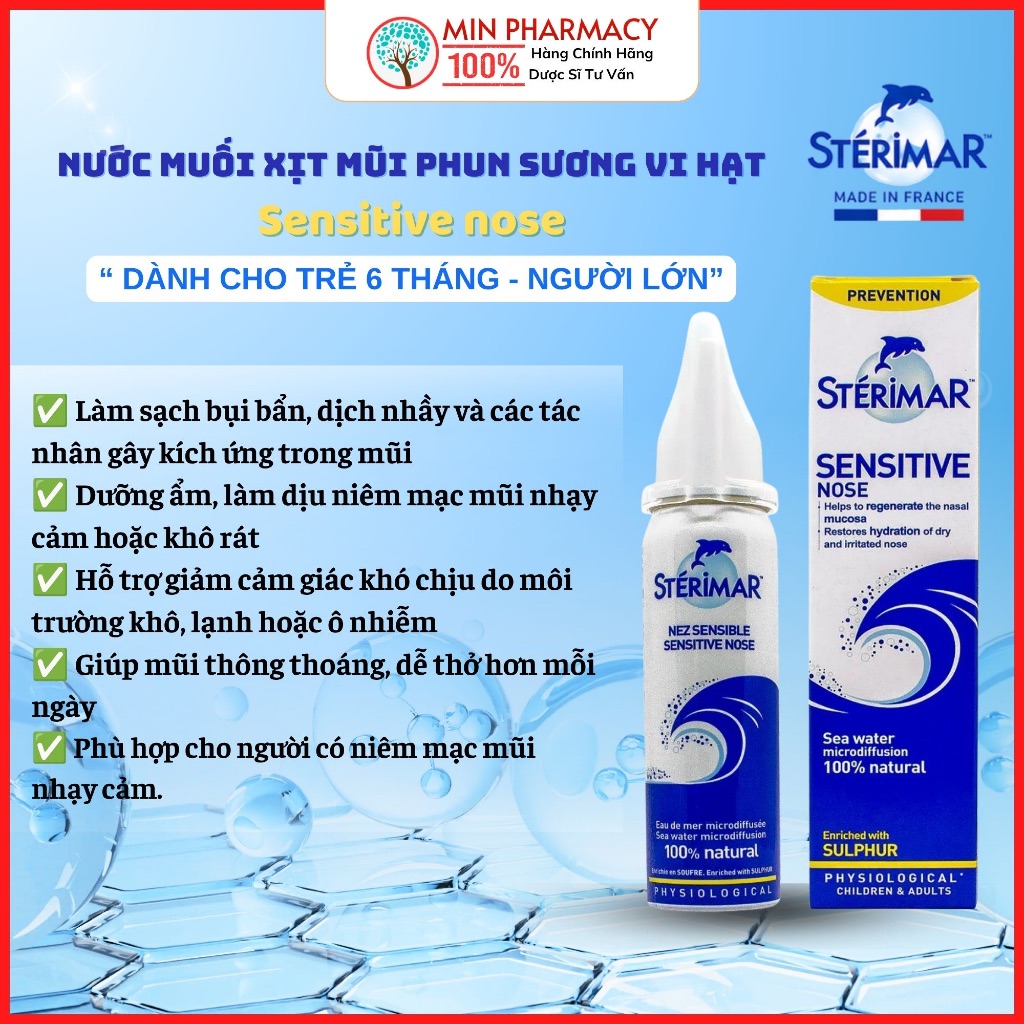 Xịt mũi Sterimar sensitive nose giảm viêm mũi 50ml 2 Xịt mũi Sterimar sensitive nose giảm viêm mũi 50ml - Ảnh 2