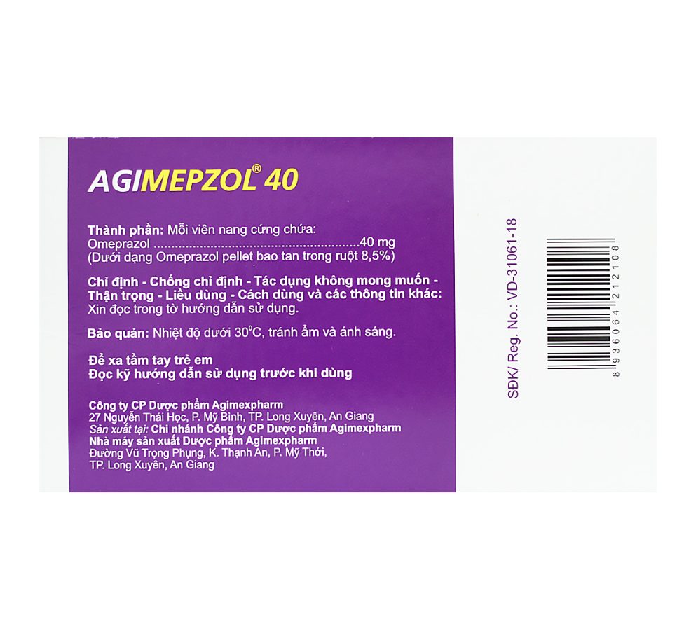 AGIMEPZOL 40 AGIMEXPHARM (OMEPRAZOLE) 2 AGIMEPZOL 40 AGIMEXPHARM (OMEPRAZOLE) - Ảnh 2