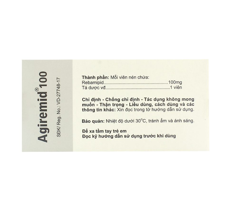 AGIREMID 100 AGIMEXPHARM (REBAMIPID ) 2 AGIREMID 100 AGIMEXPHARM (REBAMIPID ) - Ảnh 2