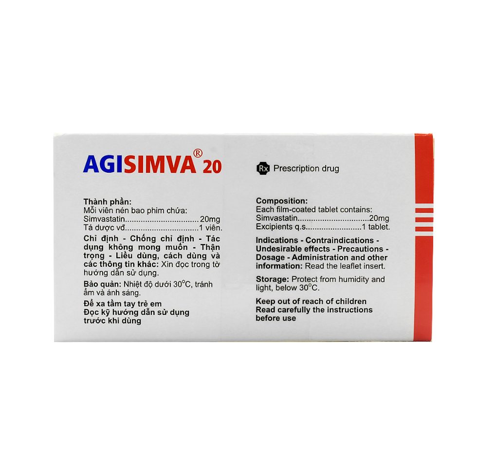AGISIMVA 20 AGIMEXPHARM (SIMVASTATIN) 3 AGISIMVA 20 AGIMEXPHARM (SIMVASTATIN) - Ảnh 3