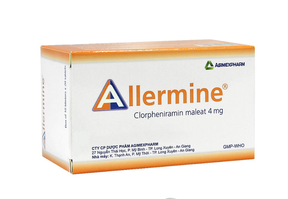 Thuốc Allermine 4mg Agimexpharm điều trị dị ứng cấp và mãn tính (10 vỉ x 20 viên) 2 Thuốc Allermine 4mg Agimexpharm điều trị dị ứng cấp và mãn tính (10 vỉ x 20 viên) - Ảnh 2