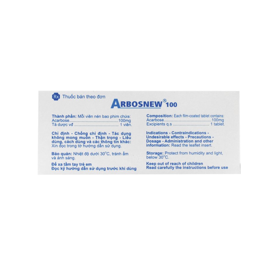 ARBOSNEW 100 AGIMEXPHARM (ACARBOSE ) 3 ARBOSNEW 100 AGIMEXPHARM (ACARBOSE ) - Ảnh 3