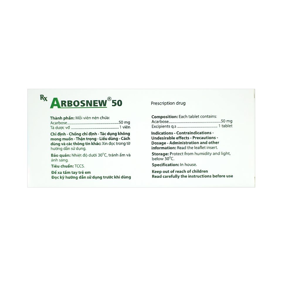 ARBOSNEW 50 AGIMEXPHARM (ARCARBOSE) 3 ARBOSNEW 50 AGIMEXPHARM (ARCARBOSE) - Ảnh 3