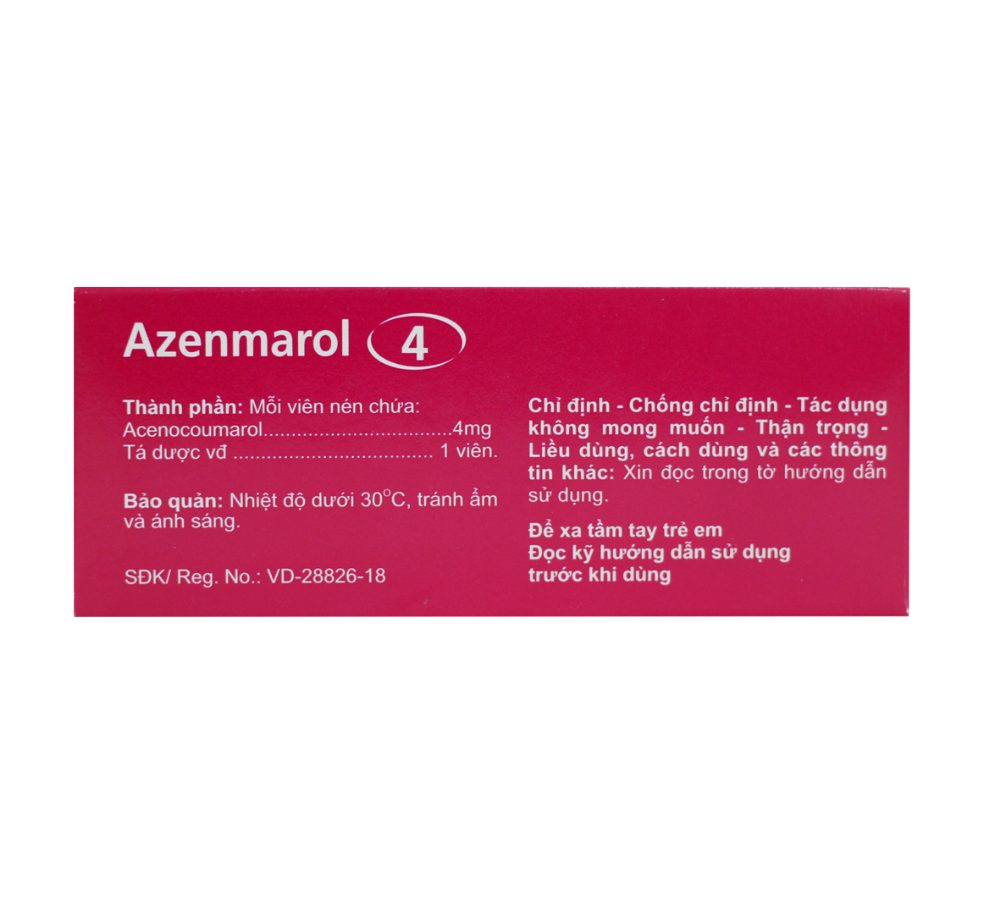 AZENMAROL 4 AGIMEXPHARM (ACENOCOUMAROL) 3 AZENMAROL 4 AGIMEXPHARM (ACENOCOUMAROL) - Ảnh 3