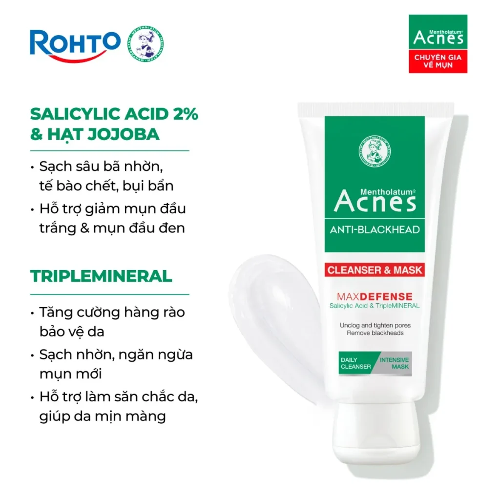 Acnes Anti-Blackhead Cleanser & Mask 100g 3 Acnes Anti-Blackhead Cleanser & Mask 100g - Ảnh 3