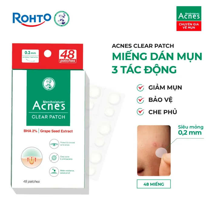 Miếng Dán Mụn Acnes Clear Patch Bảo Vệ Nốt Mụn 48 Miếng 2 Miếng Dán Mụn Acnes Clear Patch Bảo Vệ Nốt Mụn 48 Miếng - Ảnh 2