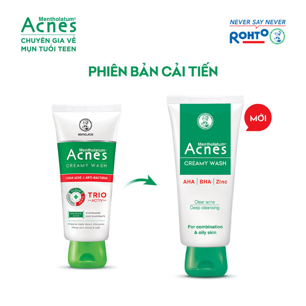 Sữa Rửa Mặt Acnes Creamy Wash 50g Làm Sạch Da Mụn 2 Sữa Rửa Mặt Acnes Creamy Wash 50g Làm Sạch Da Mụn - Ảnh 2