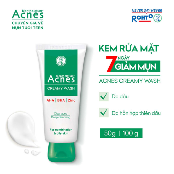 Sữa Rửa Mặt Acnes Creamy Wash 50g Làm Sạch Da Mụn 3 Sữa Rửa Mặt Acnes Creamy Wash 50g Làm Sạch Da Mụn - Ảnh 3